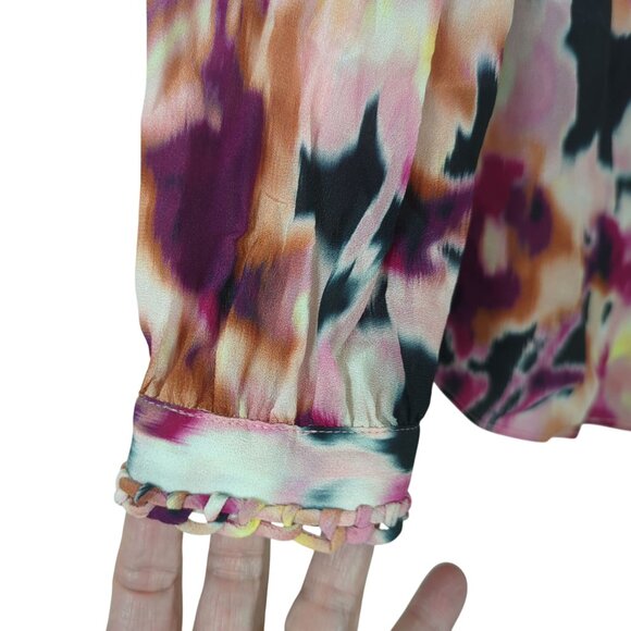 Kobi Halperin Mabel abstract Floral art career‎ soft elegant silk blouse size S - Picture 4 of 16